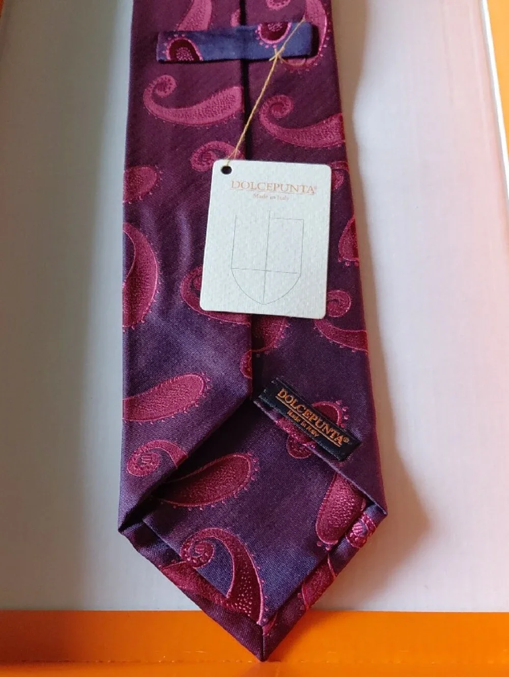 Men's Paisley Silk Tie in Burgundy
